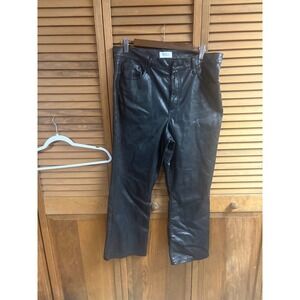 Pistola Black Faux Leather Straight Leg Pants High Rise Size 32